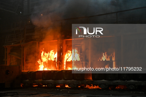 An open-hearth furnace shop is at Zaporizhstal PJSC in Zaporizhzhia, Ukraine, on November 13, 2024. NO USE RUSSIA. NO USE BELARUS. 