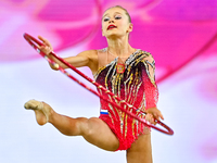 Ana Laikina of Russia performs the Hoop exercise during the juniors apparatus finals of the International Rhythmic Gymnastics Tournament ''S...