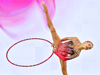 Ana Laikina of Russia performs the Hoop exercise during the juniors apparatus finals of the International Rhythmic Gymnastics Tournament ''S...