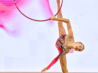 Ana Laikina of Russia performs the Hoop exercise during the juniors apparatus finals of the International Rhythmic Gymnastics Tournament ''S...