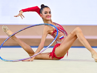 Anna Vakulenko of Russia performs the Hoop exercise during the juniors apparatus finals of the International Rhythmic Gymnastics Tournament...