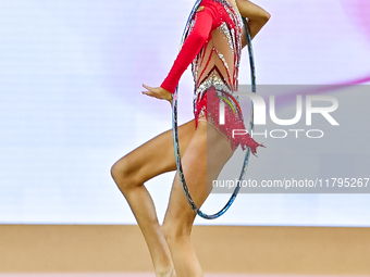 Anna Vakulenko of Russia performs the Hoop exercise during the juniors apparatus finals of the International Rhythmic Gymnastics Tournament...