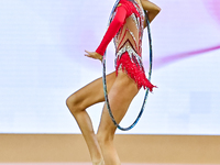 Anna Vakulenko of Russia performs the Hoop exercise during the juniors apparatus finals of the International Rhythmic Gymnastics Tournament...