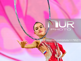 Anna Vakulenko of Russia performs the Hoop exercise during the juniors apparatus finals of the International Rhythmic Gymnastics Tournament...