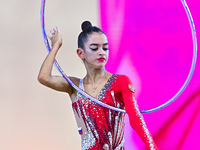 Anna Vakulenko of Russia performs the Hoop exercise during the juniors apparatus finals of the International Rhythmic Gymnastics Tournament...