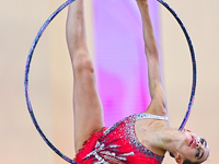 Anna Vakulenko of Russia performs the Hoop exercise during the juniors apparatus finals of the International Rhythmic Gymnastics Tournament...