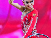 Anna Vakulenko of Russia performs the Hoop exercise during the juniors apparatus finals of the International Rhythmic Gymnastics Tournament...