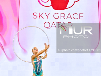 Olga Chernykh of Russia performs the Hoop exercise during the juniors apparatus finals of the International Rhythmic Gymnastics Tournament '...