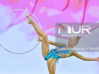 Olga Chernykh of Russia performs the Hoop exercise during the juniors apparatus finals of the International Rhythmic Gymnastics Tournament '...