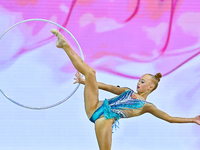 Olga Chernykh of Russia performs the Hoop exercise during the juniors apparatus finals of the International Rhythmic Gymnastics Tournament '...