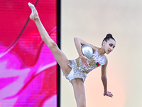 Nika Kostsina of Belarus performs the Ball exercise during the juniors apparatus finals of the International Rhythmic Gymnastics Tournament...