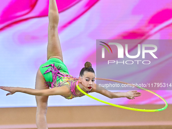 Dusica Zujko of Serbia performs the Hoop exercise during the juniors apparatus finals of the International Rhythmic Gymnastics Tournament 'S...