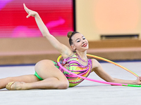 Dusica Zujko of Serbia performs the Hoop exercise during the juniors apparatus finals of the International Rhythmic Gymnastics Tournament 'S...