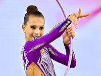 Marharyta Raksa of Belarus performs the Hoop exercise during the juniors apparatus finals of the International Rhythmic Gymnastics Tournamen...