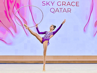 Marharyta Raksa of Belarus performs the Hoop exercise during the juniors apparatus finals of the International Rhythmic Gymnastics Tournamen...