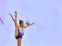 Ana Zaikina of Russia performs the Ball exercise during the juniors apparatus finals of the International Rhythmic Gymnastics Tournament ''S...