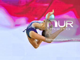 Ana Zaikina of Russia performs the Ball exercise during the juniors apparatus finals of the International Rhythmic Gymnastics Tournament ''S...