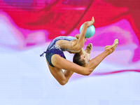 Ana Zaikina of Russia performs the Ball exercise during the juniors apparatus finals of the International Rhythmic Gymnastics Tournament ''S...