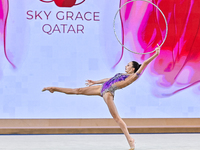 Vikjoria Seferian of Armenia performs the Hoop exercise during the juniors apparatus finals of the International Rhythmic Gymnastics Tournam...