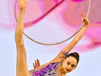 Vikjoria Seferian of Armenia performs the Hoop exercise during the juniors apparatus finals of the International Rhythmic Gymnastics Tournam...