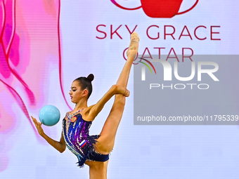 Anna Vakulenko of Russia performs the Ball exercise during the juniors apparatus finals of the International Rhythmic Gymnastics Tournament...