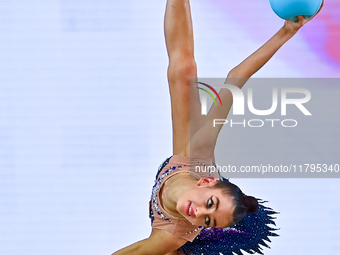 Anna Vakulenko of Russia performs the Ball exercise during the juniors apparatus finals of the International Rhythmic Gymnastics Tournament...