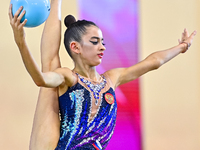 Anna Vakulenko of Russia performs the Ball exercise during the juniors apparatus finals of the International Rhythmic Gymnastics Tournament...