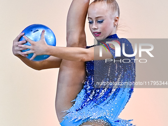 Olga Chernykh of Russia performs the Ball exercise during the juniors apparatus finals of the International Rhythmic Gymnastics Tournament '...