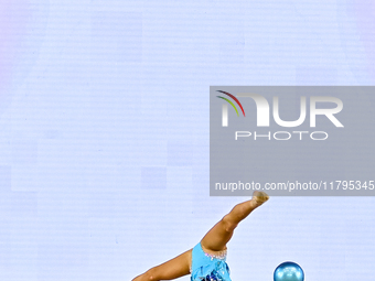 Olga Chernykh of Russia performs the Ball exercise during the juniors apparatus finals of the International Rhythmic Gymnastics Tournament '...