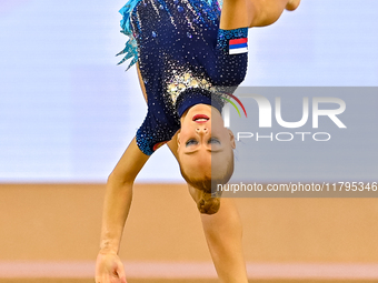 Olga Chernykh of Russia performs the Ball exercise during the juniors apparatus finals of the International Rhythmic Gymnastics Tournament '...