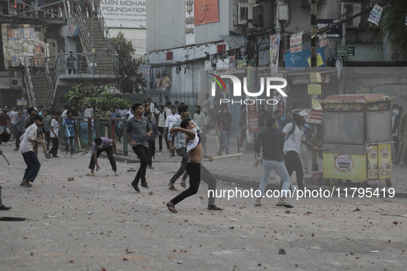 Students of Dhaka College and City College erupt in a violent clash in Dhaka, Bangladesh, on November 20, 2024. 