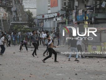 Students of Dhaka College and City College erupt in a violent clash in Dhaka, Bangladesh, on November 20, 2024. (