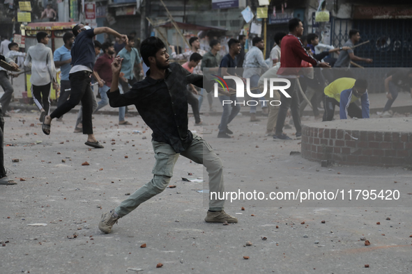 Students of Dhaka College and City College erupt in a violent clash in Dhaka, Bangladesh, on November 20, 2024. 