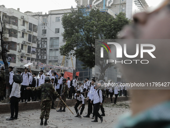 Students of Dhaka College and City College erupt in a violent clash in Dhaka, Bangladesh, on November 20, 2024. (