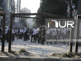 Students of Dhaka College and City College erupt in a violent clash in Dhaka, Bangladesh, on November 20, 2024. (