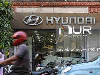 A Hyundai car showroom is seen in Kolkata, India, on October 20, 2024. Hyundai Motor India's $3.3 billion IPO, the first by a carmaker in In...