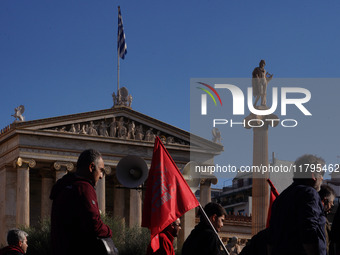 Protesters participate in the nationwide general strike in Athens, Greece, on November 20, 2024. (