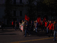 Protesters participate in the nationwide general strike in Athens, Greece, on November 20, 2024. (