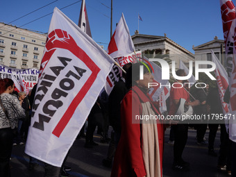 Protesters participate in the nationwide general strike in Athens, Greece, on November 20, 2024. (