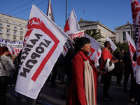 Protesters participate in the nationwide general strike in Athens, Greece, on November 20, 2024. (