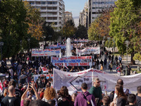 Protesters participate in the nationwide general strike in Athens, Greece, on November 20, 2024. (