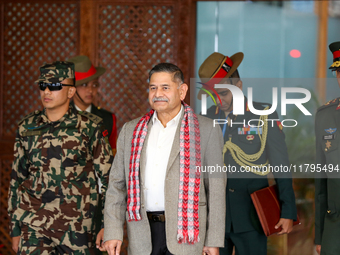 General Upendra Dwivedi (Center), Chief of the Army Staff, Indian Army, walks out of the VIP terminal of Tribhuvan International Airport in...