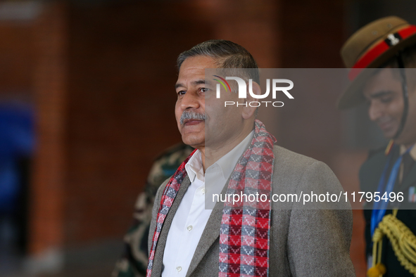 General Upendra Dwivedi (Center), Chief of the Army Staff, Indian Army, walks out of the VIP terminal of Tribhuvan International Airport in...