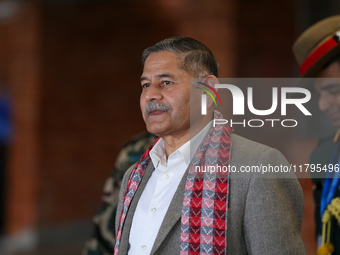 General Upendra Dwivedi (Center), Chief of the Army Staff, Indian Army, walks out of the VIP terminal of Tribhuvan International Airport in...