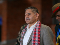 General Upendra Dwivedi (Center), Chief of the Army Staff, Indian Army, walks out of the VIP terminal of Tribhuvan International Airport in...