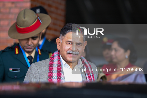 General Upendra Dwivedi (Center), Chief of the Army Staff, Indian Army, walks out of the VIP terminal of Tribhuvan International Airport in...