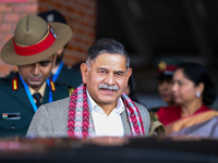 General Upendra Dwivedi (Center), Chief of the Army Staff, Indian Army, walks out of the VIP terminal of Tribhuvan International Airport in...