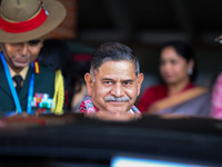 General Upendra Dwivedi (Center), Chief of the Army Staff, Indian Army, walks out of the VIP terminal of Tribhuvan International Airport in...