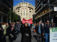 People demonstrate in the streets of Athens, Greece, on November 20, 2024, during a 24-hour nationwide strike called by unions against the r...