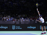 MALAGA, SPAIN - NOVEMBER 20: Daniel Altmaier of Team Germany in his singles match against Gabriel Diallo of Team Canada during the Quarter-F...